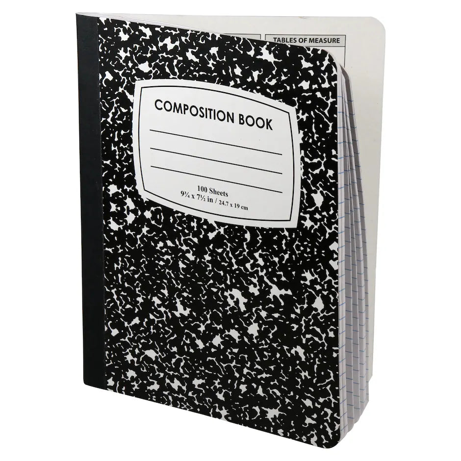Libreta o Cuaderno de composición con diseño de mármol negro, 100 hojas