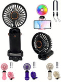 Ventilador eléctrico portátil mini, ventilador portátil recargable por USB, ventilador para colgar al cuello, ventilador USB, 5 velocidades, con pantalla digital y cordón, ventilador de maquillaje para mujeres, adecuado para escritorio de oficina.