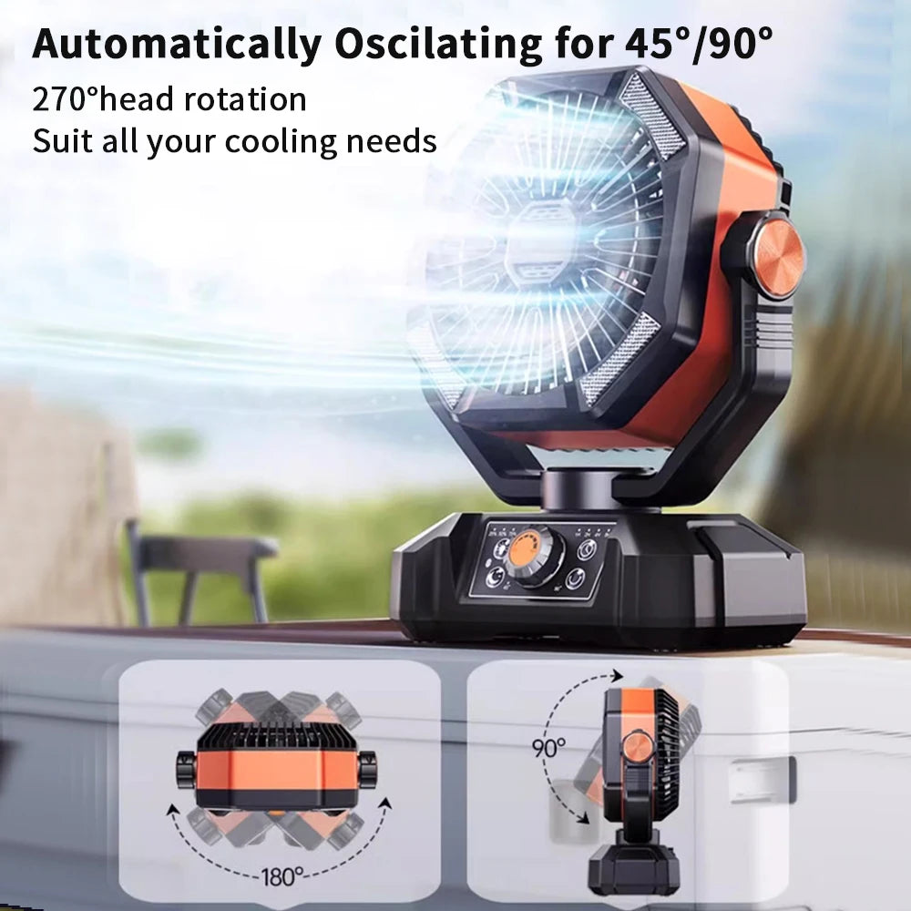 Ventilador recargable con batería de 20.000 mAh, luz LED de 4 niveles y 8 velocidades; ventilador portátil de mesa.
