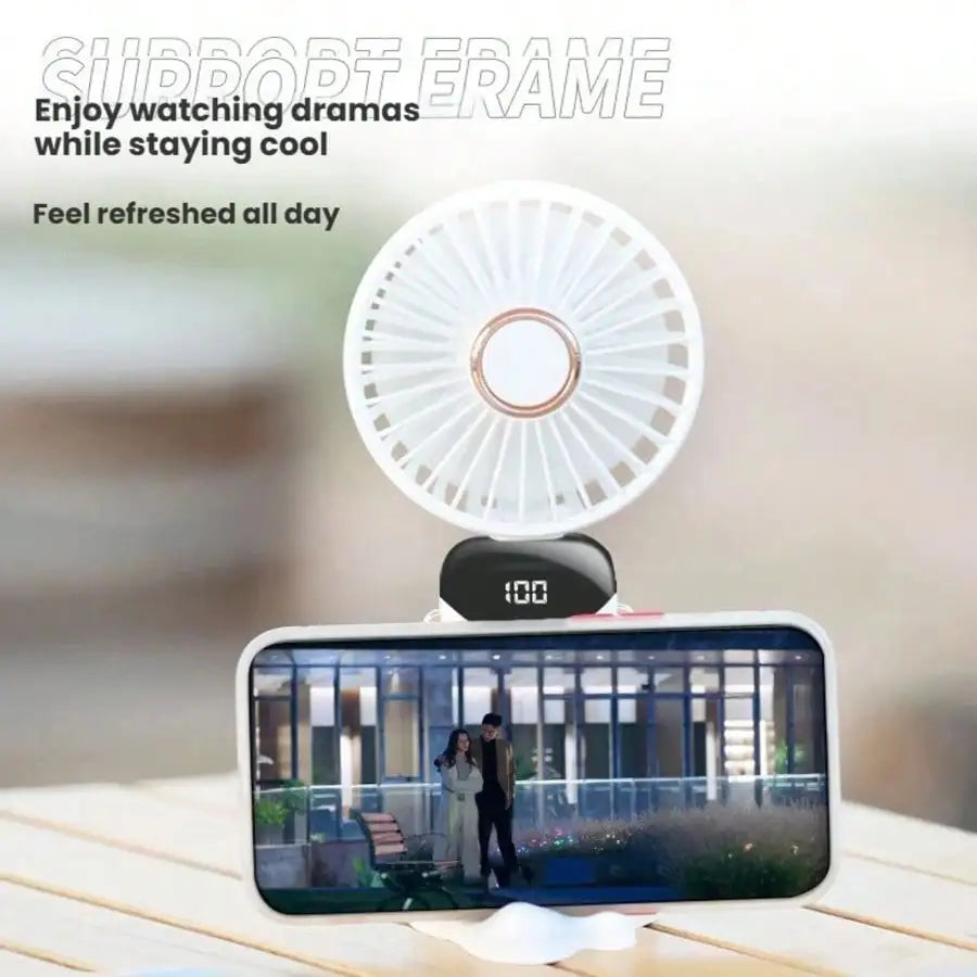 Ventilador eléctrico portátil mini, ventilador portátil recargable por USB, ventilador para colgar al cuello, ventilador USB, 5 velocidades, con pantalla digital y cordón, ventilador de maquillaje para mujeres, adecuado para escritorio de oficina.