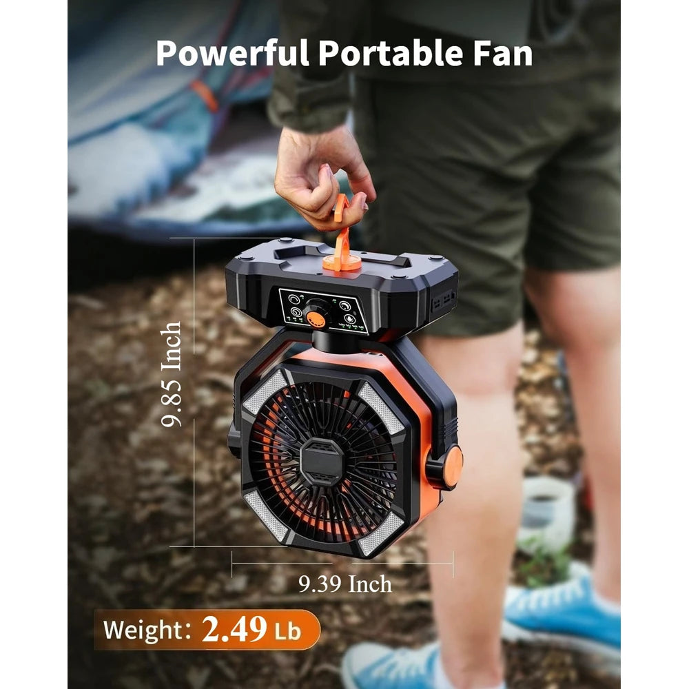Ventilador recargable con batería de 20.000 mAh, luz LED de 4 niveles y 8 velocidades; ventilador portátil de mesa.