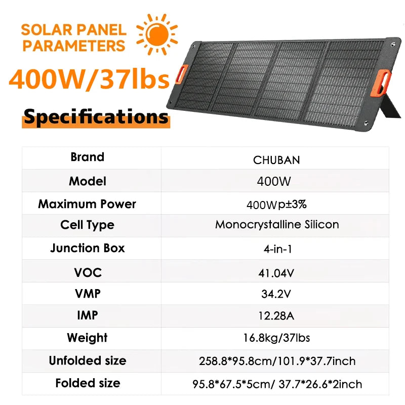 Panel solar plegable de 200 W portátil, para carga de Ecoflow u otros generadores de energía.