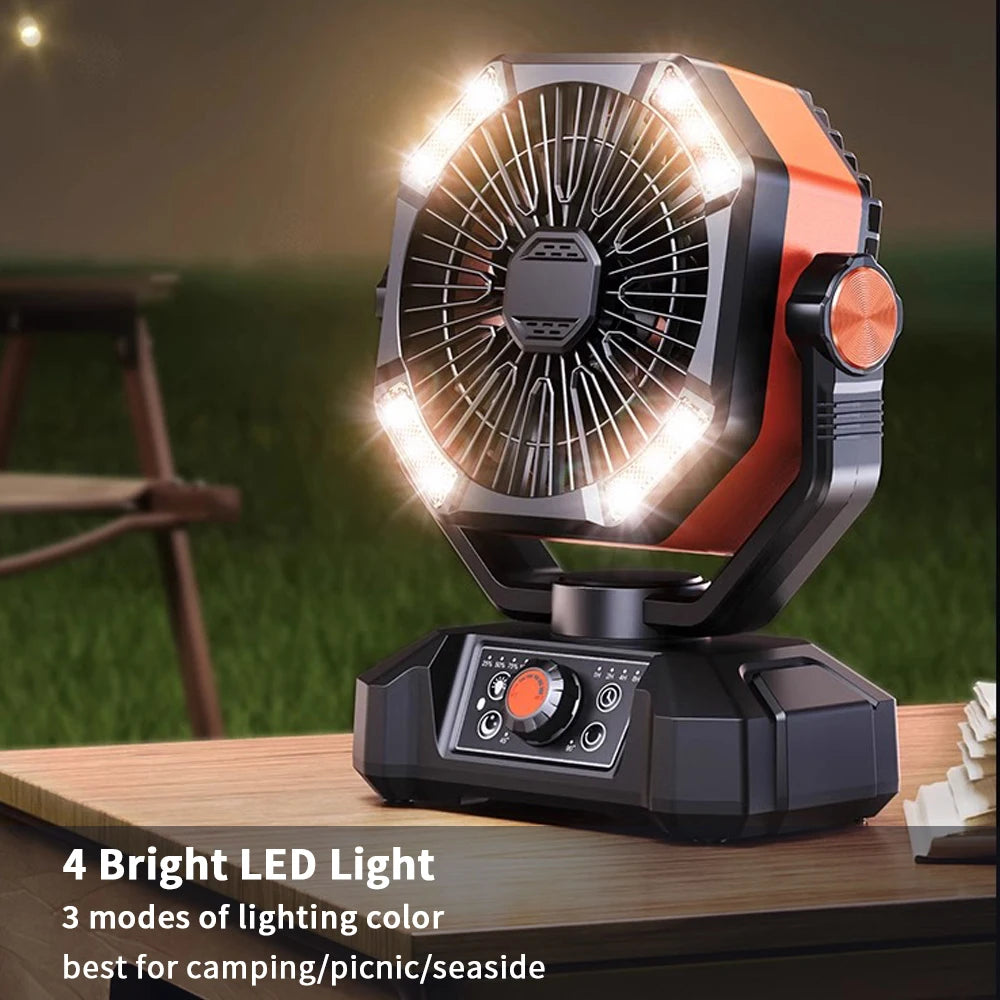 Ventilador recargable con batería de 20.000 mAh, luz LED de 4 niveles y 8 velocidades; ventilador portátil de mesa.