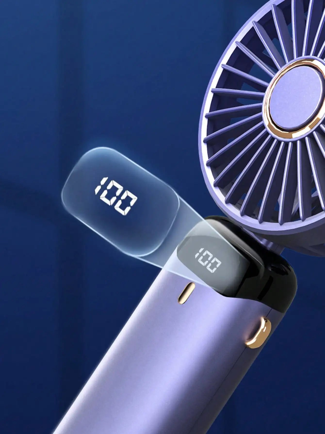 Ventilador eléctrico portátil mini, ventilador portátil recargable por USB, ventilador para colgar al cuello, ventilador USB, 5 velocidades, con pantalla digital y cordón, ventilador de maquillaje para mujeres, adecuado para escritorio de oficina.